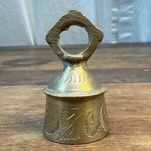 Brass Handcrafted Engraved Miniature Vintage Hand Bell Made In India